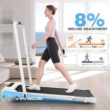 Folding Treadmill with Incline,4 in 1 Foldable Walking Pad with Handle Bar,Under Desk Treadmill for ...