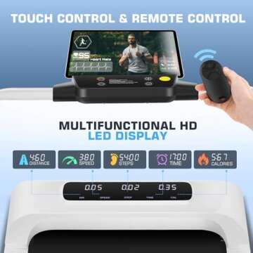 Folding Treadmill with Incline,4 in 1 Foldable Walking Pad with Handle Bar,Under Desk Treadmill for Home Office,Walking Pad 300LBS Weight Capacity/Dual Control/LED Display (White)