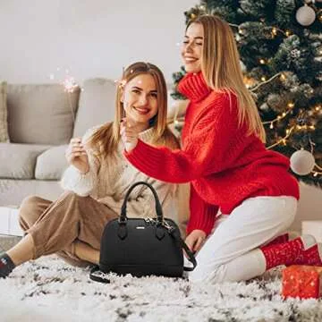 LOVEVOOK Purse for Women Small Crossbody Bags Classic Double Zip Top Handle Dome Satchel Bag,Black