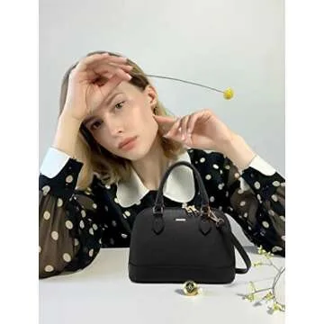 LOVEVOOK Purse for Women Small Crossbody Bags Classic Double Zip Top Handle Dome Satchel Bag,Black