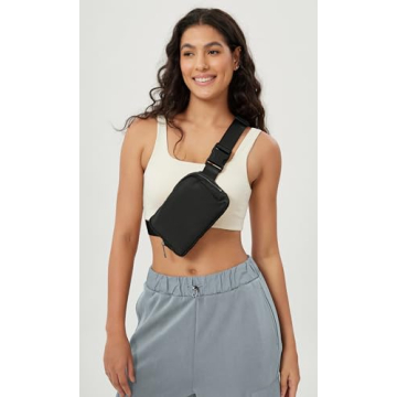 ODODOS Unisex Mini Belt Bag Pouch for Shopping Travelling, Black