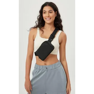 ODODOS Unisex Mini Belt Bag Pouch for Shopping Travelling, Black