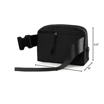 ODODOS Unisex Mini Belt Bag Pouch for Shopping Travelling, Black