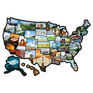 RV State Sticker Travel Map of The United States, Travel Trailer Camper Accessories, 21x14.5 RV Map ...