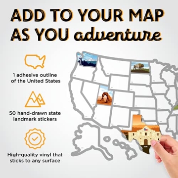 RV State Sticker Travel Map 50 States Adventure Decor