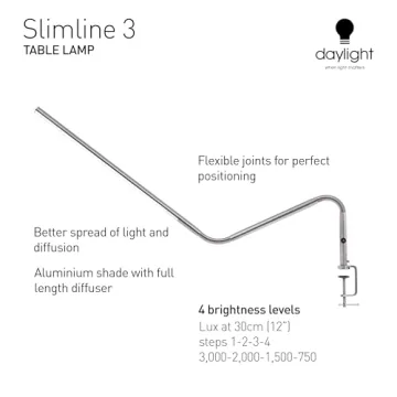 Daylight Slimline 3 Table Lamp - LED, 4 Brightness Levels
