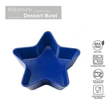 Supreme Housewares 4-Piece Patriotic Star Shaped Bowl Melamine Small Serving Bowl for Dessert, Snack...
