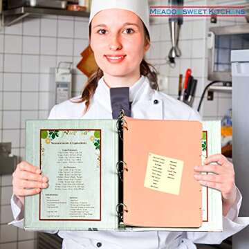 Meadowsweet Kitchens Fabric-covered Recipe Binder with Dividers and Labels - Recipe Book Binder, for Recipe Cards, Full Size Recipes, Recipe Clippings, Make Your Own Cookbook - Vintage Flowers