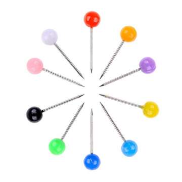 600 PCS Multi-Color Push Pins Map Tacks,1/8 inch Round Head with Stainless Point, 10 Assorted Colors (Each Color 60 PCS) in reconfigurable Container for Bulletin Board, Fabric Marking