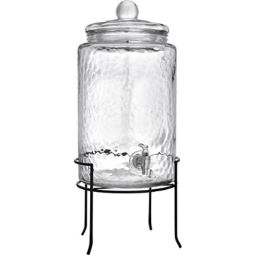 Classic 3 Gallon Hammered Glass Beverage Dispenser