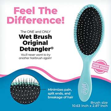 Wet Brush Original Detangler Hair Brush and Shower Detangler Bundle - Aqua and Black