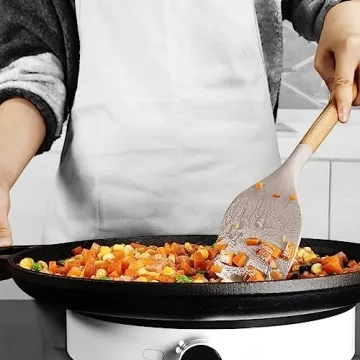 Silicone Cooking Utensils Set - 446°F Heat Resistant Silicone Kitchen Utensils for Cooking,Kitchen Utensil Spatula Set w Wooden Handles and Holder, BPA FREE Gadgets for Non-Stick Cookware (Khaki)