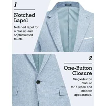 COOFANDY Business Summer Jackets for Men Lightweight Casual Suit Blazer Jackets Sports Coats One Button (Light Blue XL)