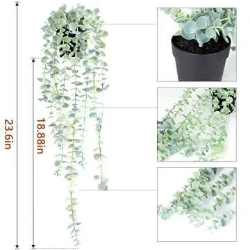 BACAMA Fake Hanging Plant Eucalyptus Small Decor Faux Hanging Vine Plants Wall Greenery for New Home Decoration 1PCS Bright Green 23.6Inches