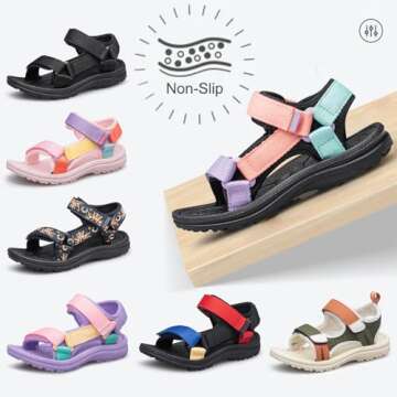 Vibdiv Adjustable Sport Sandals for Kids - Lightweight Beach Shoes