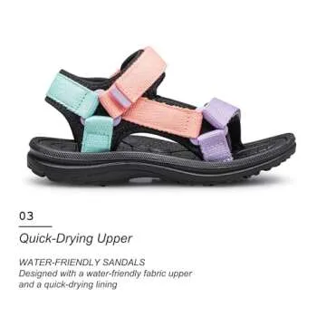 Vibdiv Girls Sport Sandals - Adjustable & Lightweight