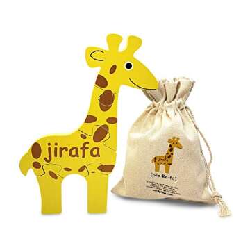 The Wordy Safari English-Spanish Double-Sided 6 Piece Wood Bilingual Puzzle Set for Toddlers - Early Childhood Education Montessori Language and Fine Motor Skills Toy.