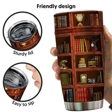 Book Tumbler Library Travel Mug Book Gifts For Book Lovers Gifts For Book Lovers Women - Bookish Gif...