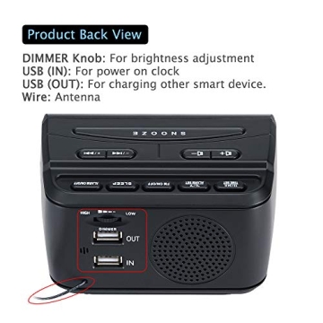 DreamSky Alarm Clock Radio - USB & Snooze Features