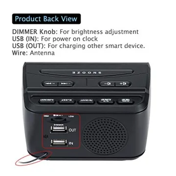 DreamSky Alarm Clock Radio - USB & Snooze Features