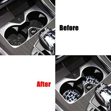 Car Coasters for Drinks Absorbent-2.75 Cute Car Accessories for Women，Cow Rubber Coasters,Cute Car Auto Interior Accessories,Cup Holder Coasters for Your Car with Fingertip Grip,Pack of 2(Cow)…