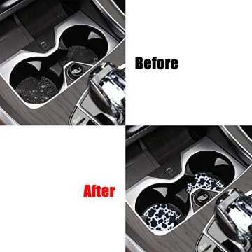 Car Coasters for Drinks Absorbent-2.75 Cute Car Accessories for Women，Cow Rubber Coasters,Cute Car Auto Interior Accessories,Cup Holder Coasters for Your Car with Fingertip Grip,Pack of 2(Cow)…