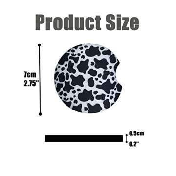 Car Coasters for Drinks Absorbent-2.75 Cute Car Accessories for Women，Cow Rubber Coasters,Cute Car Auto Interior Accessories,Cup Holder Coasters for Your Car with Fingertip Grip,Pack of 2(Cow)…