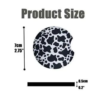 Car Coasters for Drinks Absorbent-2.75 Cute Car Accessories for Women，Cow Rubber Coasters,Cute Car Auto Interior Accessories,Cup Holder Coasters for Your Car with Fingertip Grip,Pack of 2(Cow)…