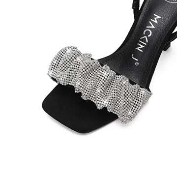 Stylish MACKIN J Women's Square Toe Slip-On Kitten Heels