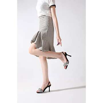 Stylish MACKIN J Women's Square Toe Slip-On Kitten Heels