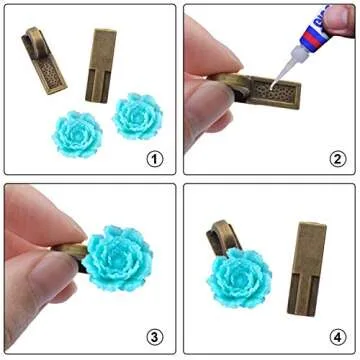 80pcs Glue on Bails Mixed Pendant Bails Glass Cabochon Tiles Pendants for Jewelry Making Necklace,20 Styles