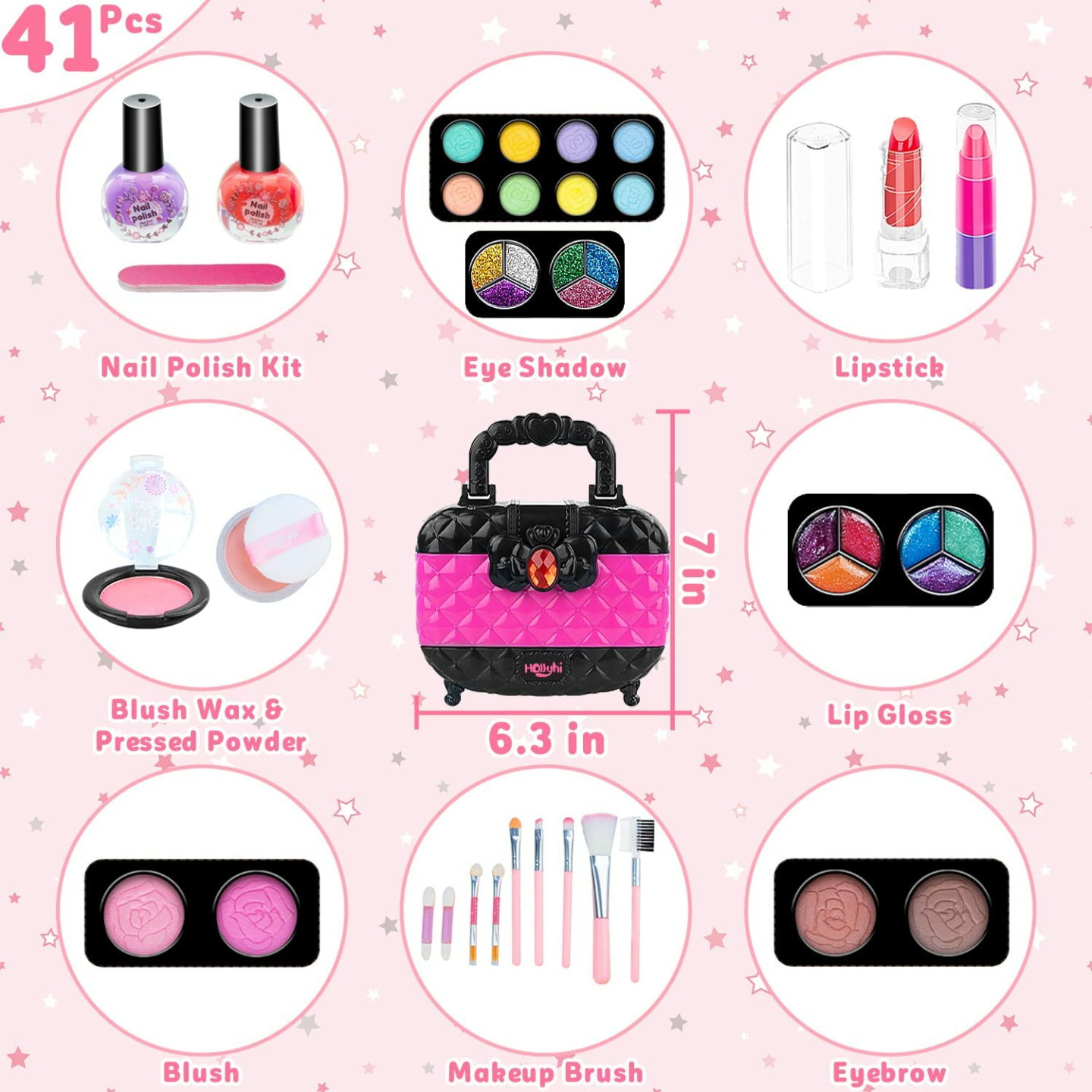 Kids Makeup Toy Kit - 41 Pcs Beauty Set for Girls