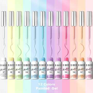 RARJSM Nail Art Gel Liner Painting Polish Set,12 Pastel Colors Spring Summer Collection,Painted Gel ...