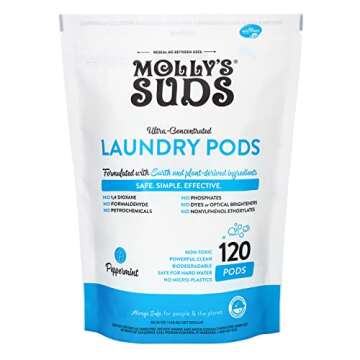 Molly's Suds Peppermint Laundry Detergent Pods (120 Loads) & 1 Pack Lavender Dryer Sheets Bundle