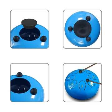 REGIS rain drum for outside，Steel Tongue Drum 8 Notes 6 Inches Chakra Tank Drum Steel Percussion Padded Travel Bag and Mallets，Musical Education Entertainment Meditation Yoga Zen Gifts(Light blue)