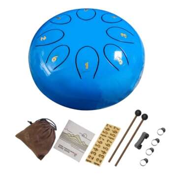 REGIS rain drum for outside，Steel Tongue Drum 8 Notes 6 Inches Chakra Tank Drum Steel Percussion Padded Travel Bag and Mallets，Musical Education Entertainment Meditation Yoga Zen Gifts(Light blue)