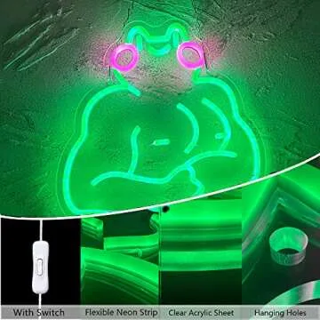 Muscle Frog Neon Sign, Funny Frog Neon Light, LED Neon Signs for Wall Decor, Gym Room Wall Art, USB Powered for Bedroom Living Room Game Room Man Cave Party Christmas Birthday Gift (11.8 * 13in)