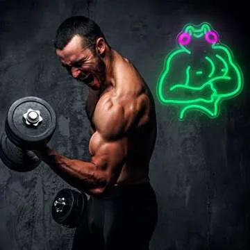 Muscle Frog Neon Sign, Funny Frog Neon Light, LED Neon Signs for Wall Decor, Gym Room Wall Art, USB Powered for Bedroom Living Room Game Room Man Cave Party Christmas Birthday Gift (11.8 * 13in)