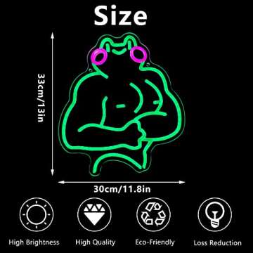Muscle Frog Neon Sign, Funny Frog Neon Light, LED Neon Signs for Wall Decor, Gym Room Wall Art, USB Powered for Bedroom Living Room Game Room Man Cave Party Christmas Birthday Gift (11.8 * 13in)