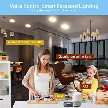 Smart Recessed Lighting,RGB LED Recessed Ceiling Lights Dimmable, APP Control Color Led Downlight Compatible with Alexa/Google, Sync to Music, ETL,DLC,UL Certified (6 Pack) (6inch 6pack)