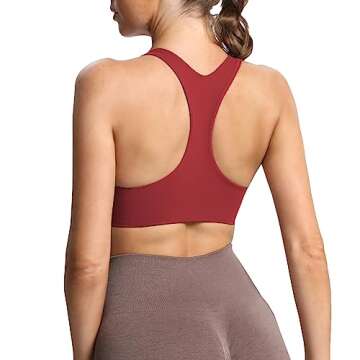 Aoxjox Women's Workout Sports Bras Fitness Backless Padded Define Sculpt Racerback Bra Yoga Crop Tank Top (Rumba Red, Medium)
