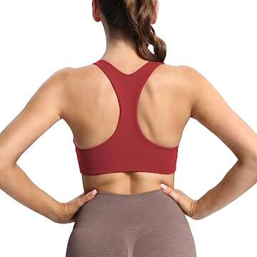Aoxjox Women's Workout Sports Bras Fitness Backless Padded Define Sculpt Racerback Bra Yoga Crop Tank Top (Rumba Red, Medium)
