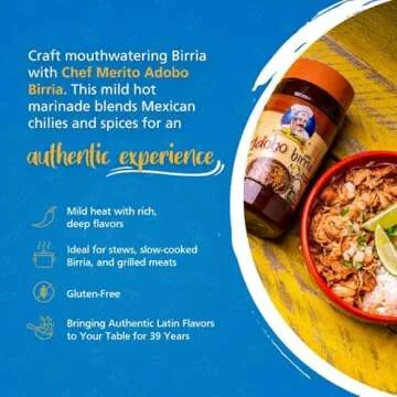 Chef Merito® Birria Marinade | Authentic Mexican Flavor | 14-15 Uses | Add Water or Broth | Mild Heat | Perfect for Birria Tacos & Stews | Made in USA | Trusted Since 1985 |