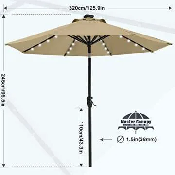 MASTERCANOPY Patio Umbrella with Solar LED Lights