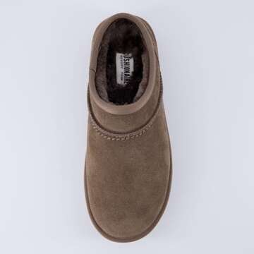 CUSHIONAIRE Women's Huggy Genuine Suede Cozy Mule Platform +Memory Foam, Wide Widths Available, Taupe 7.5