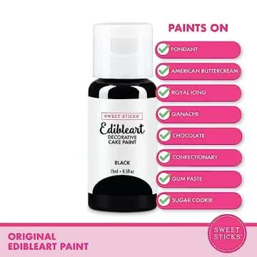Sweet Sticks Edible Art Cake Paint - Metallic Black 0.5oz