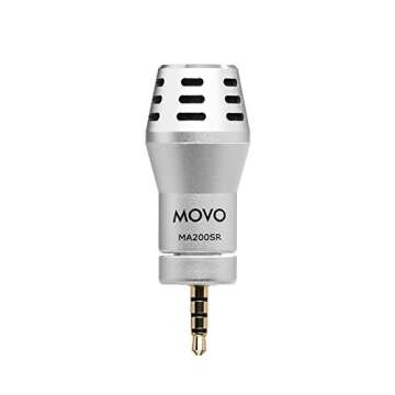 Movo MA200 Omni-Directional Calibrated TRRS Condenser Microphone for Apple iPhone, iPod Touch, iPad (Silver)
