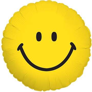 5 Pack Yellow Smiley Face Mylar Balloons - Perfect for Parties and Celebrations!
