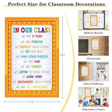FaCraft Classroom Rules Poster - Motivational Posters for Classroom Decorations Laminated Inspirational Class Rules Poster for Elementary Middle School Back to School Teacher Supplies