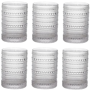 ZOOFOX 6-Piece Vintage Hobnail Glasses - Elegant 13 oz Tumblers for Every Beverage